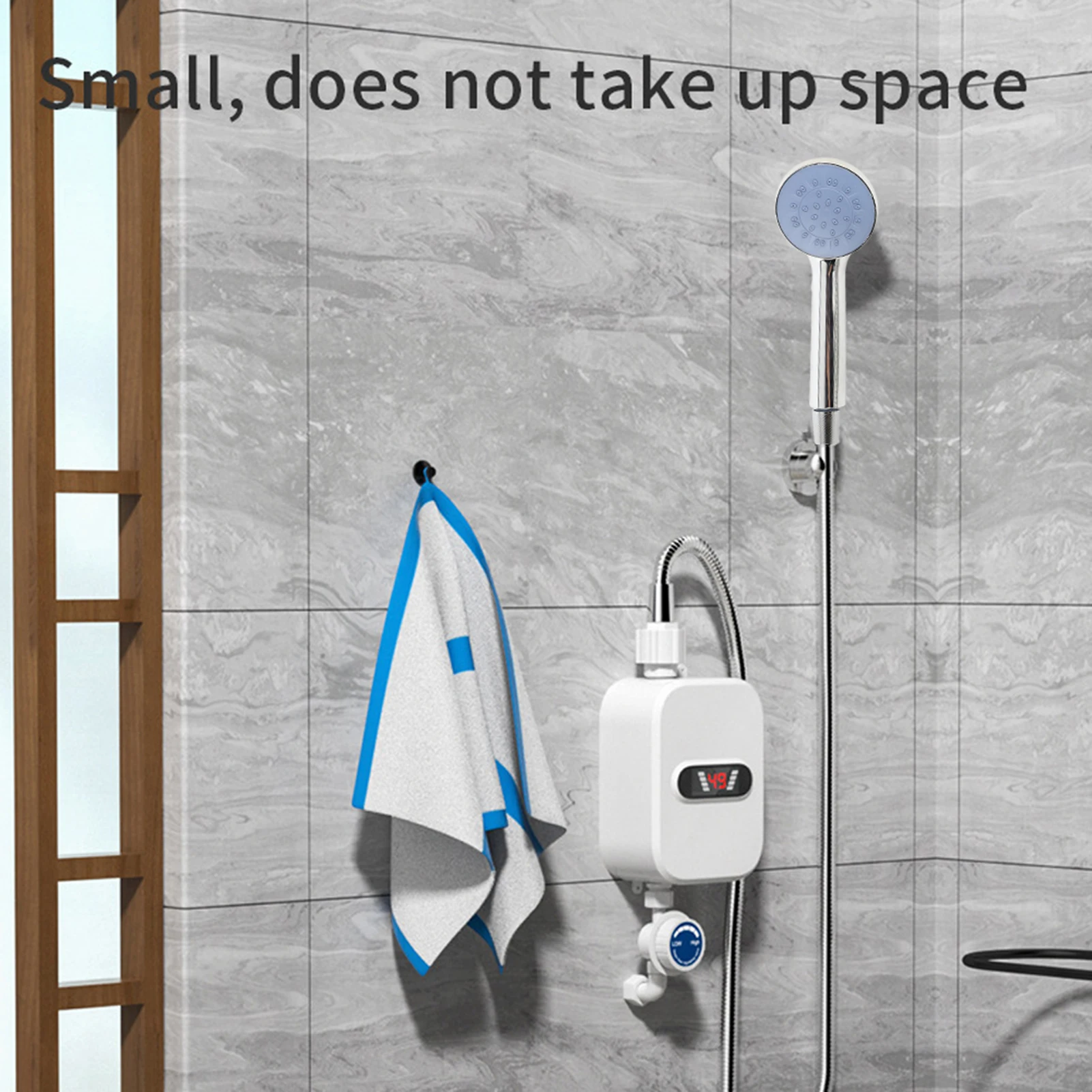 Small Instant Electric Water Heater LCD Temperature Display IPX4 Quick Heating Shower Water Heating Device Set 1