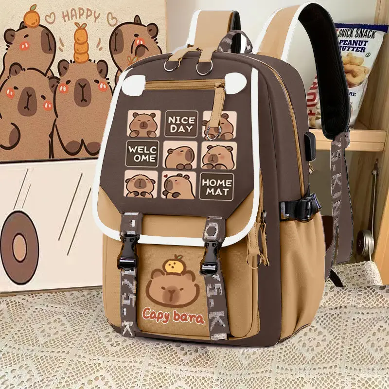Capybara Computer Backpack College School Casual Daypack Teens Bag Large Capacity Adjustable Strap Schoolbag 3