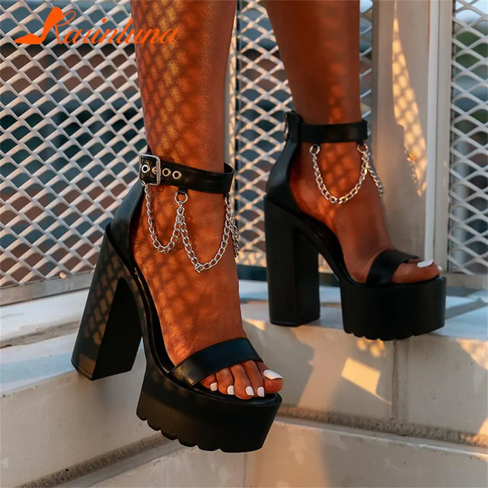 

KarinLuna Dropship 2023 Summer High Quality Platform Ankle Strap Cover Heel Buckle Strap Fashion Sexy Woman Sandals Shoes Comfy