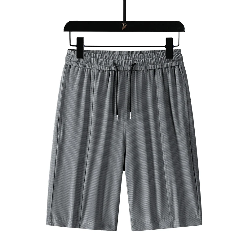 Summer Men'S Casual Versatile Ice Silk Cool Elastic Quick Dry Breathable Shorts Pants Youth Simple Sports 5-Point Trousers