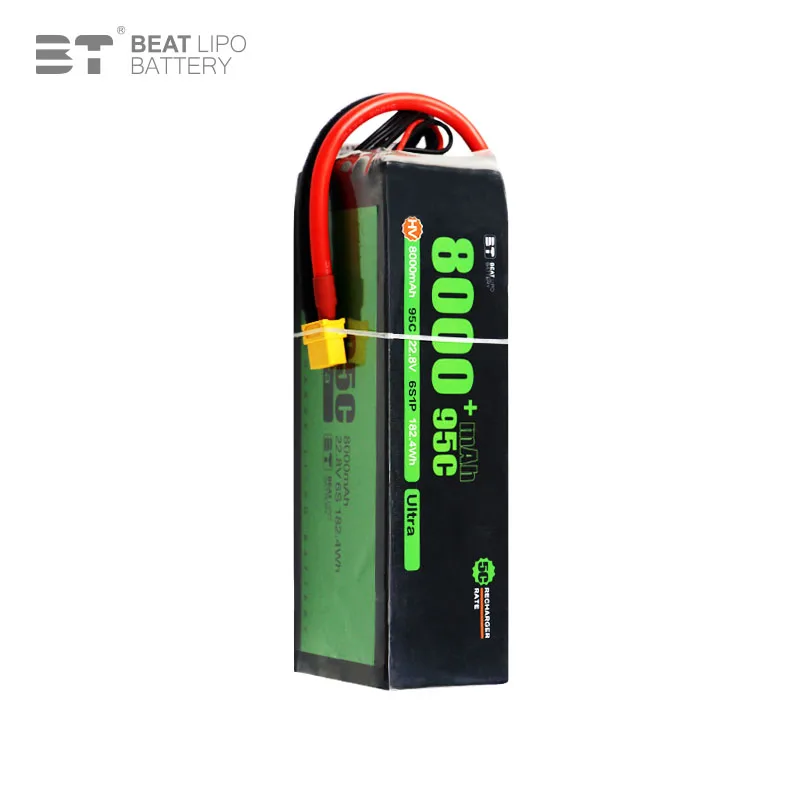 Profil de la batterie LiPo 6S 22.8V 8000mAh 95C pour Voiture RC avec étiquette de spécifications