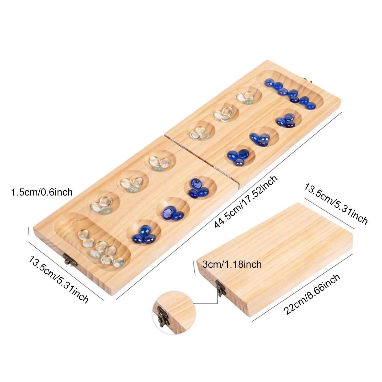 Wooden Mancala Board Game Travel Games Family Games for Adults Ages 7+ Kids