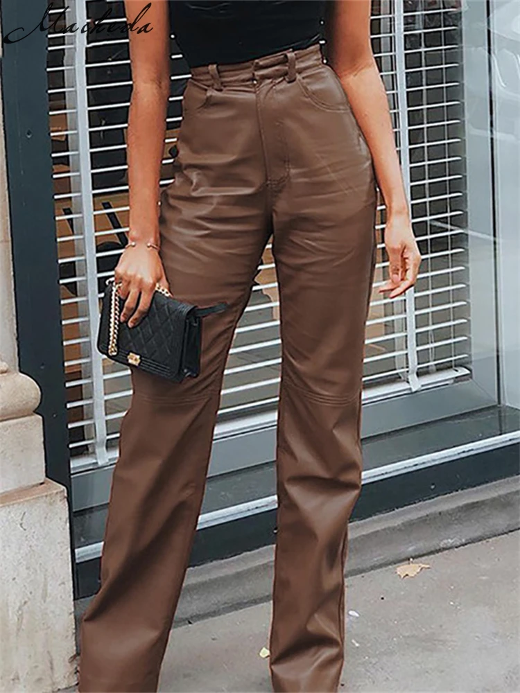 bruine lederen broek