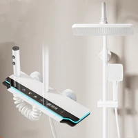 4 Functions Luxury Bathroom Shower Faucet Set  Digital Temperature Display With Light Shower Hot Cold Shower Mixer Taps 1