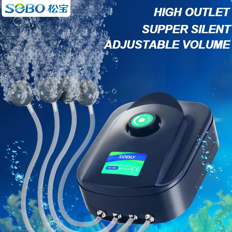 SOBO High Power 8w 12w Fish Tank Oxygen Air Pump Fish Aquarium Air  Compressor Adjustable Air Flow Oxygen Pump For Fish