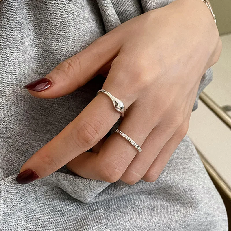 Simple Irregular Silver Color Rings For Women Trendy Geometric