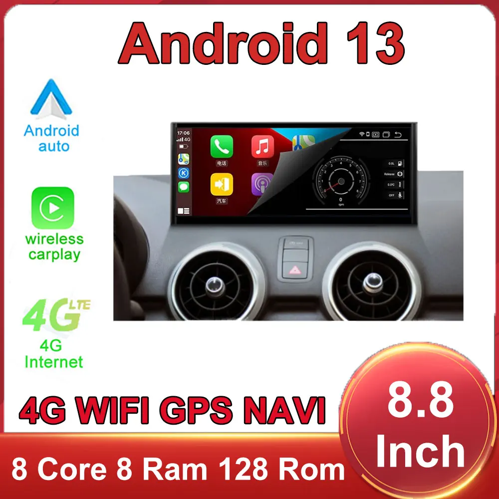 

8.8 Inch Android 13 Touch Screen Car Accessories Multimedia Carplay Monitors Stereo Speacker Radio Player For Audi A1 2012-2018