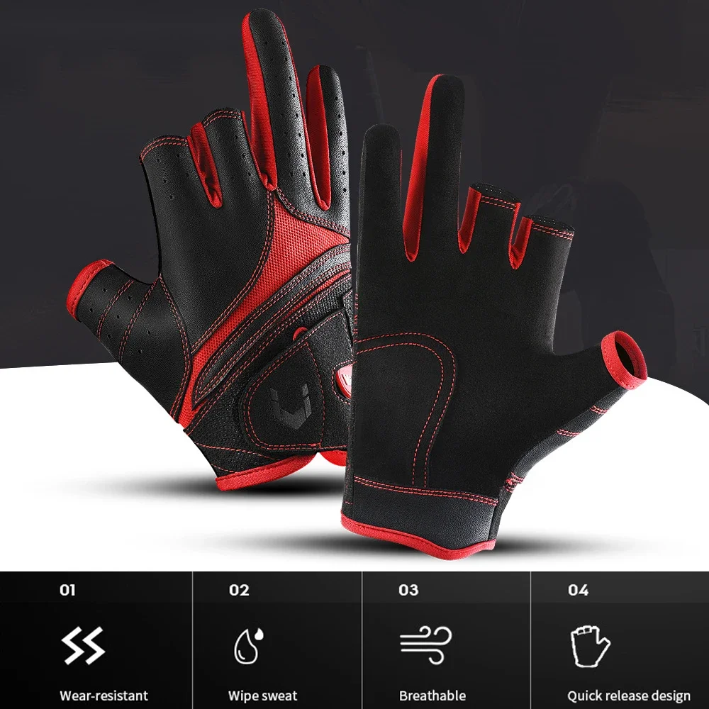 3 Cut Fingers Gloves Anti-Slip Fishing Glove Professional Finger Gloves Protector Unisex Elastic Band Glove for Outdoor Fishing