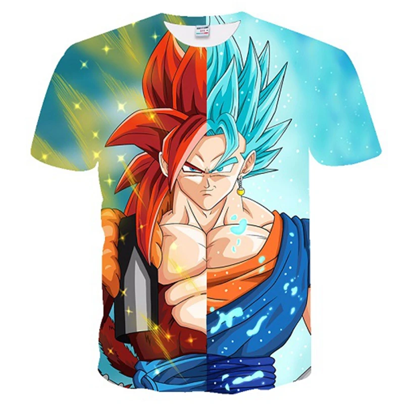 

Anime goku print T shirts 3D printing cartoon T shirt Summer breathable t-shirt Loose and comfortable T-shirts Mens clothes tops