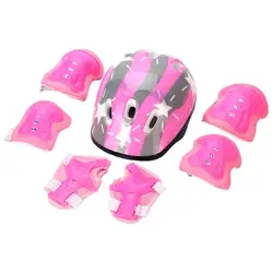 7 Pcs/ Set Kids Safety Knee Pad Wear Resistant Sweat Absorption Accessory Cycling Helmet Knee Elbow Pad Set Riding Skateboard