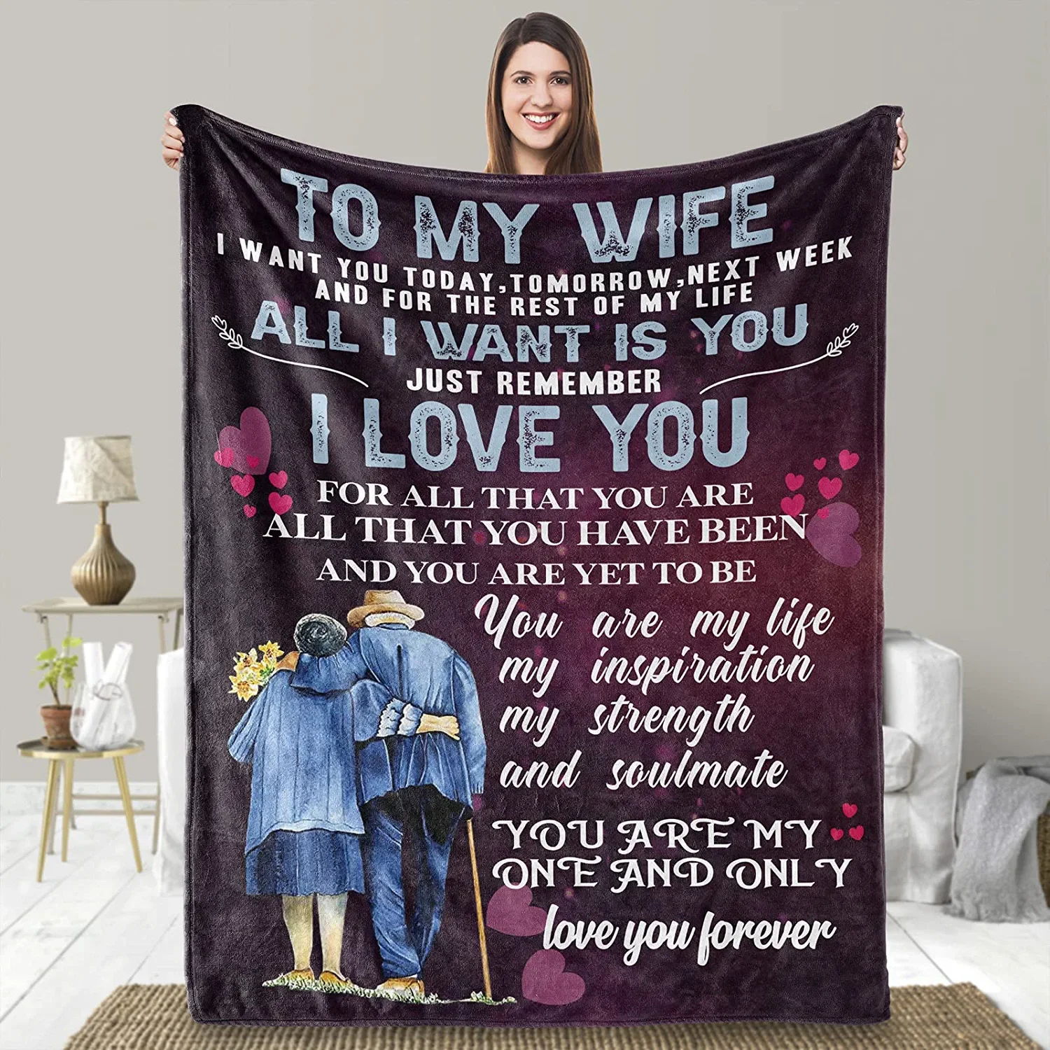 

Gift for wife: wife's birthday gift, creative Christmas blanket, from husband's anniversary/Valentine's Day/Christmas gift
