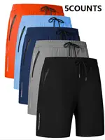 Men's Five-Piece Shorts, Sports, Fitness, Swimming, with Zipper Pockets, Quick-Drying, Casual, Breathable, Drawstring Shorts, Suitable for Summer Outdoor Sports, Fitness Training, Home Leisure, Beach Vacation 2