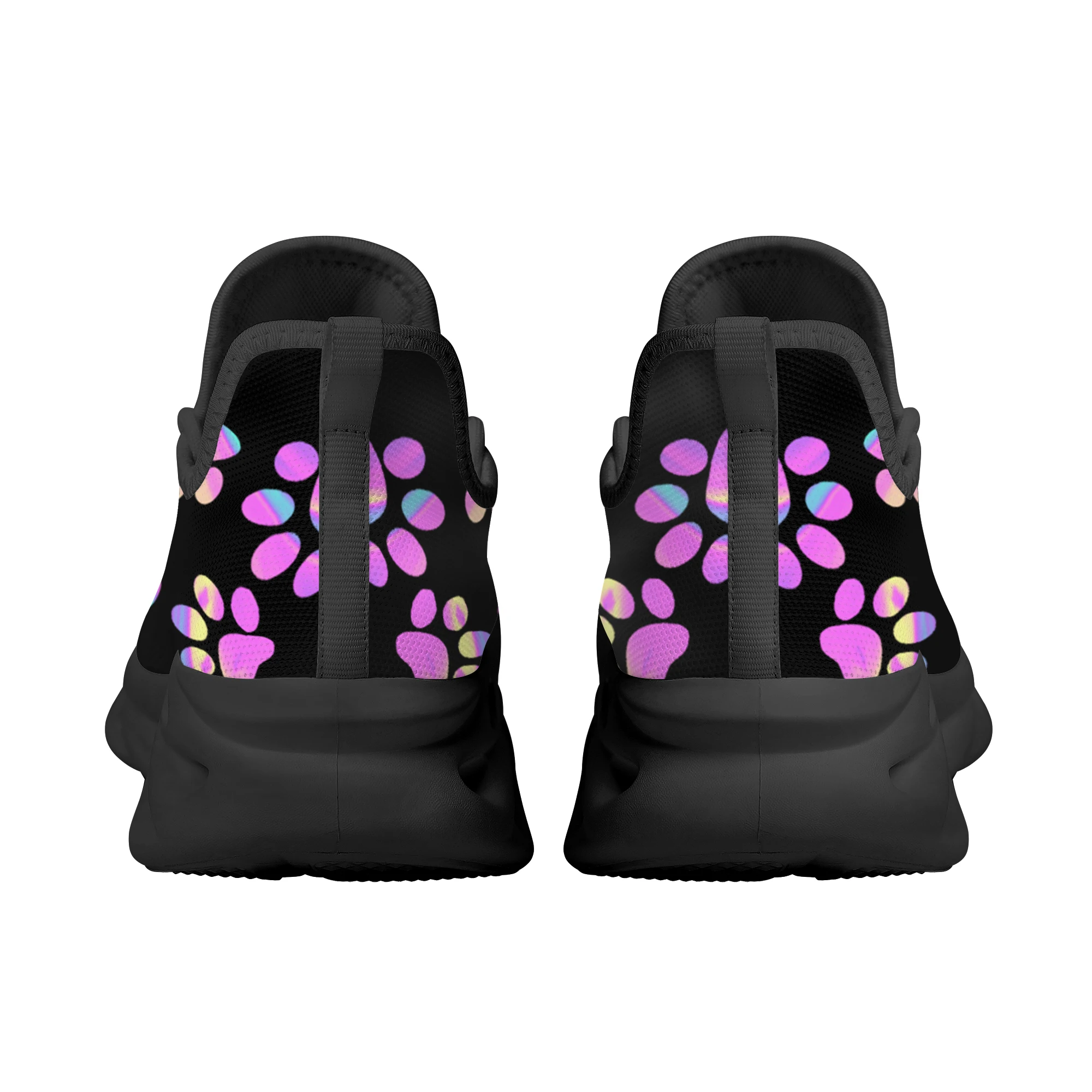INSTANTARTS Lovely Dog Footprint Pattern Mesh Sneakers for Women Gradient Color Design Femme Platform Shoes Casual Footwear 2023