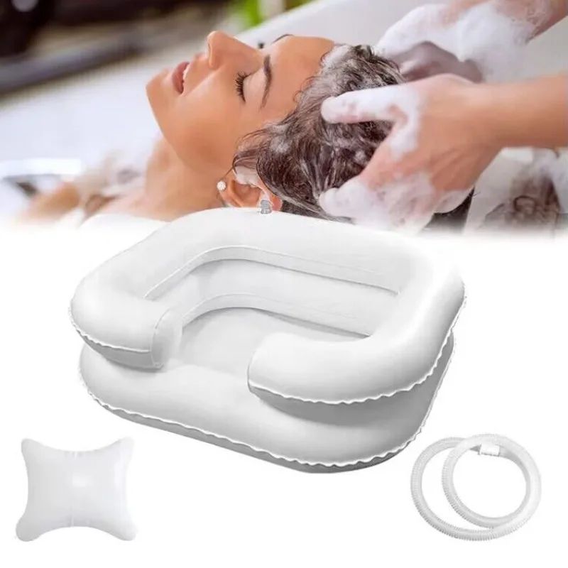 Hair Washing Basin Portable Hair Washing Basin With Drain Tube For The Disabled Inflatable Shampoo Basin Tub Bed Rest Nursing Aid Sink Shampoo Tray