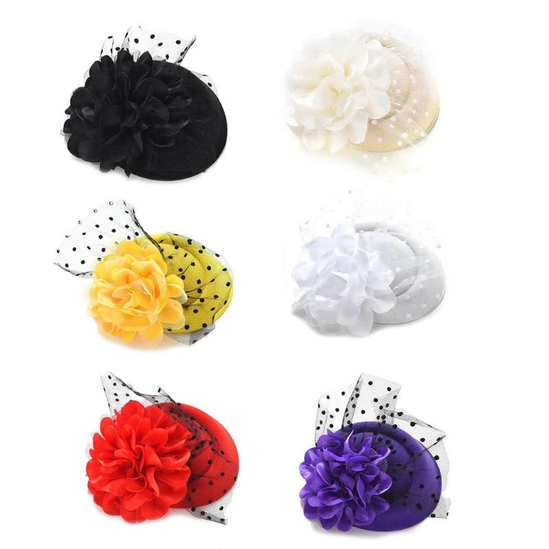 

MXMB Sweet Girl Hair Clip Flower Top Hat Ponytail Hair Clip for Prom Party Wear