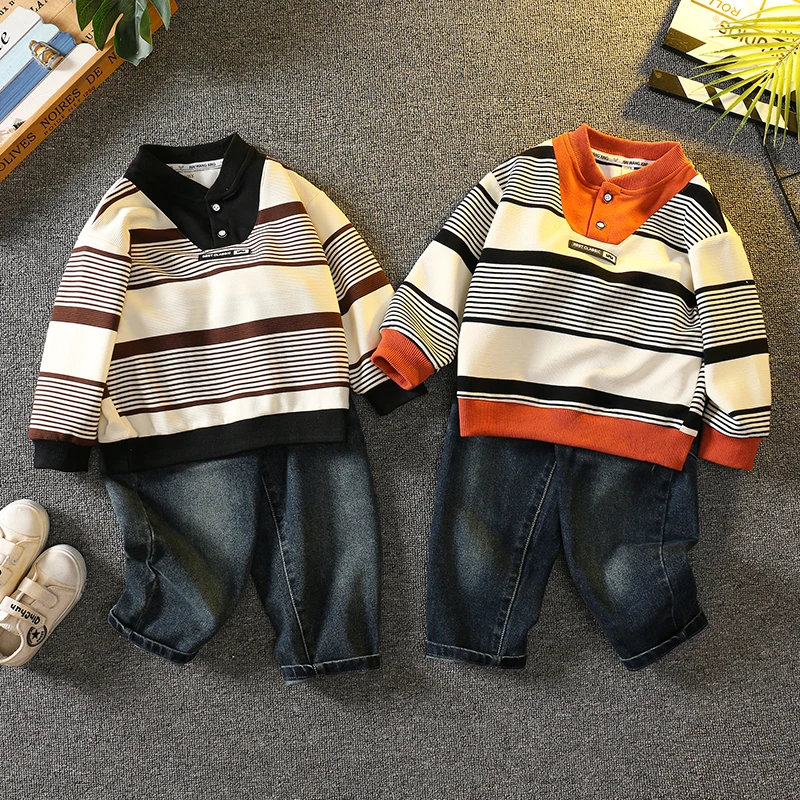 

Cute Baby Boy Clothing Set Long Sleeve Shirt & Jeans 2PCS Costumes Children's Boys Clothing Sport Outfits Suit 4 6 8 10 11 Year