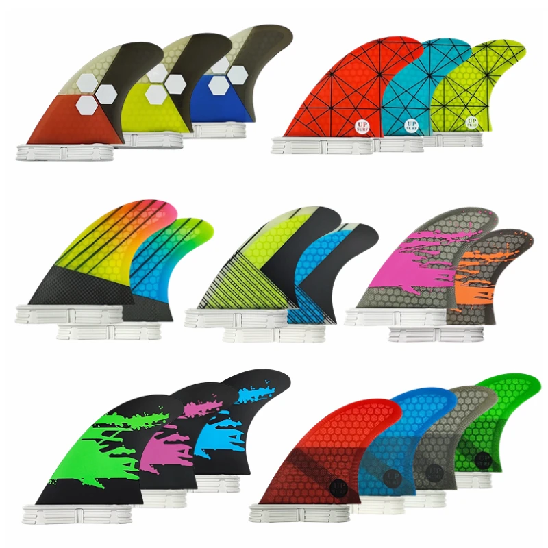 Aletas De Surf UPSURF FCS II - Conjunto Tri/Quad De Fibra De Vidrio Y Panal, Ligeras Y Duraderas Para Tablas De Surf Y Paddle