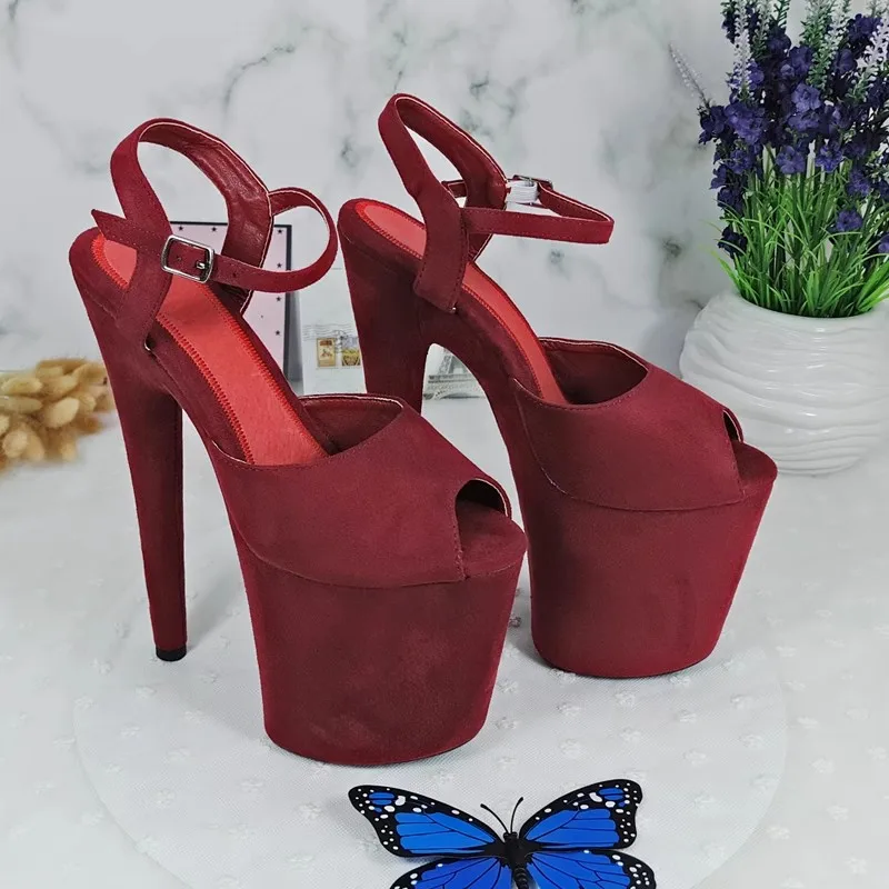 

LAIJIANJINXIA New 20CM/8inches PU Upper Fashion Sexy Exotic High Heel Platform Party Women Sandals Pole Dance Shoes 030