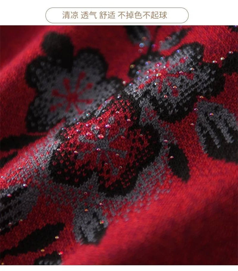 Spring Autumn Long-Sleeve Sweater Women Cardigan Coat New Print Middle-Aged Elderly Knitted Bottoming Shirt Female Tops Jacket