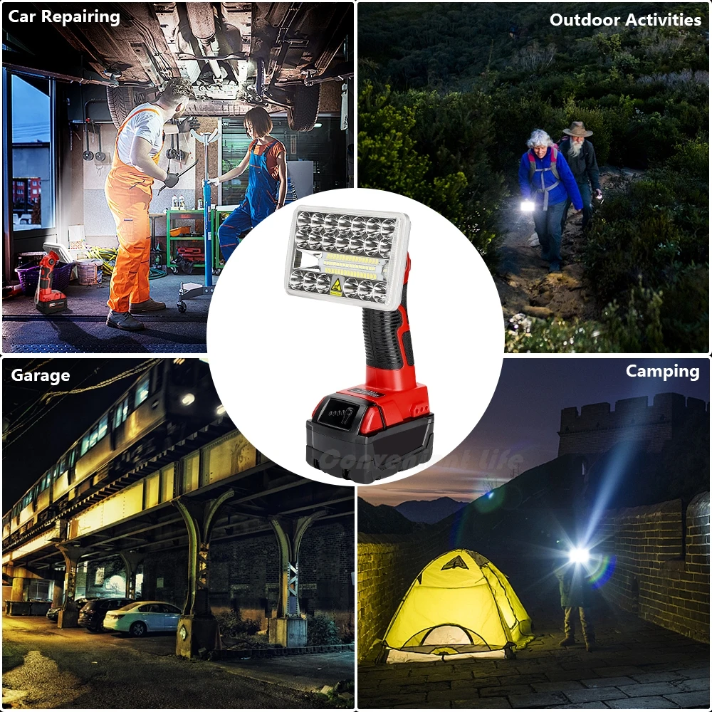 LED Work Light for Milwaukee M&18 18V Battery 18W 2000LM Portable Spotlight Floo