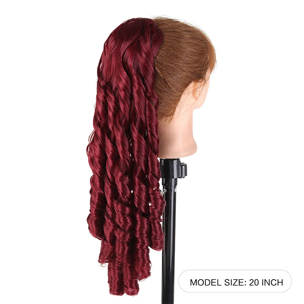 웨이브 헤어 포니테일 붙임머리 가발, 합성 드로스트링 로만 컬 포니테일 헤어피스, 빗 포함, 여성용 링렛 컬 헤어