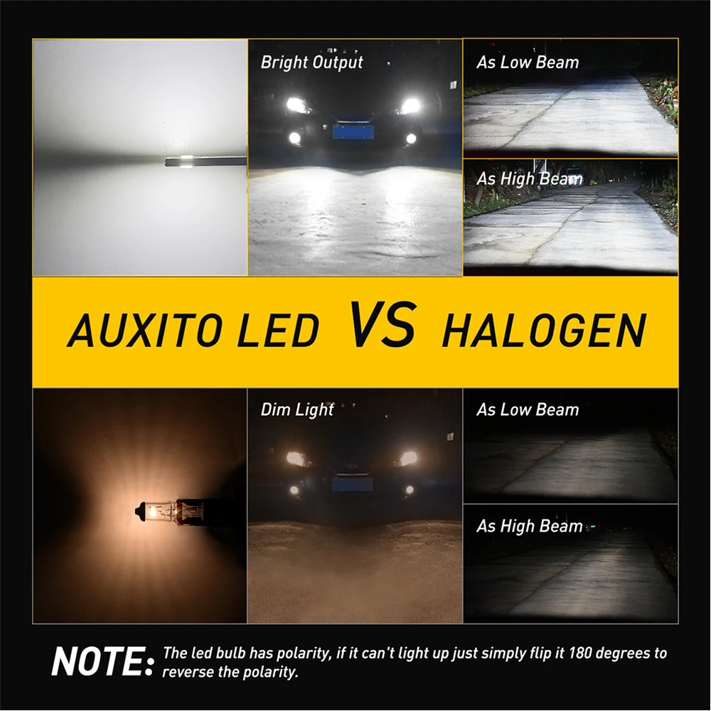 AUXITO 2Pcs 16000LM H1 LED Headlight H7 Car LED High Low Head Lamp Bulb Turbo Automobile 12V 6500K White Super Bright Waterproof led car lights led lights led bulbs led headlights led car headlights car headlamps