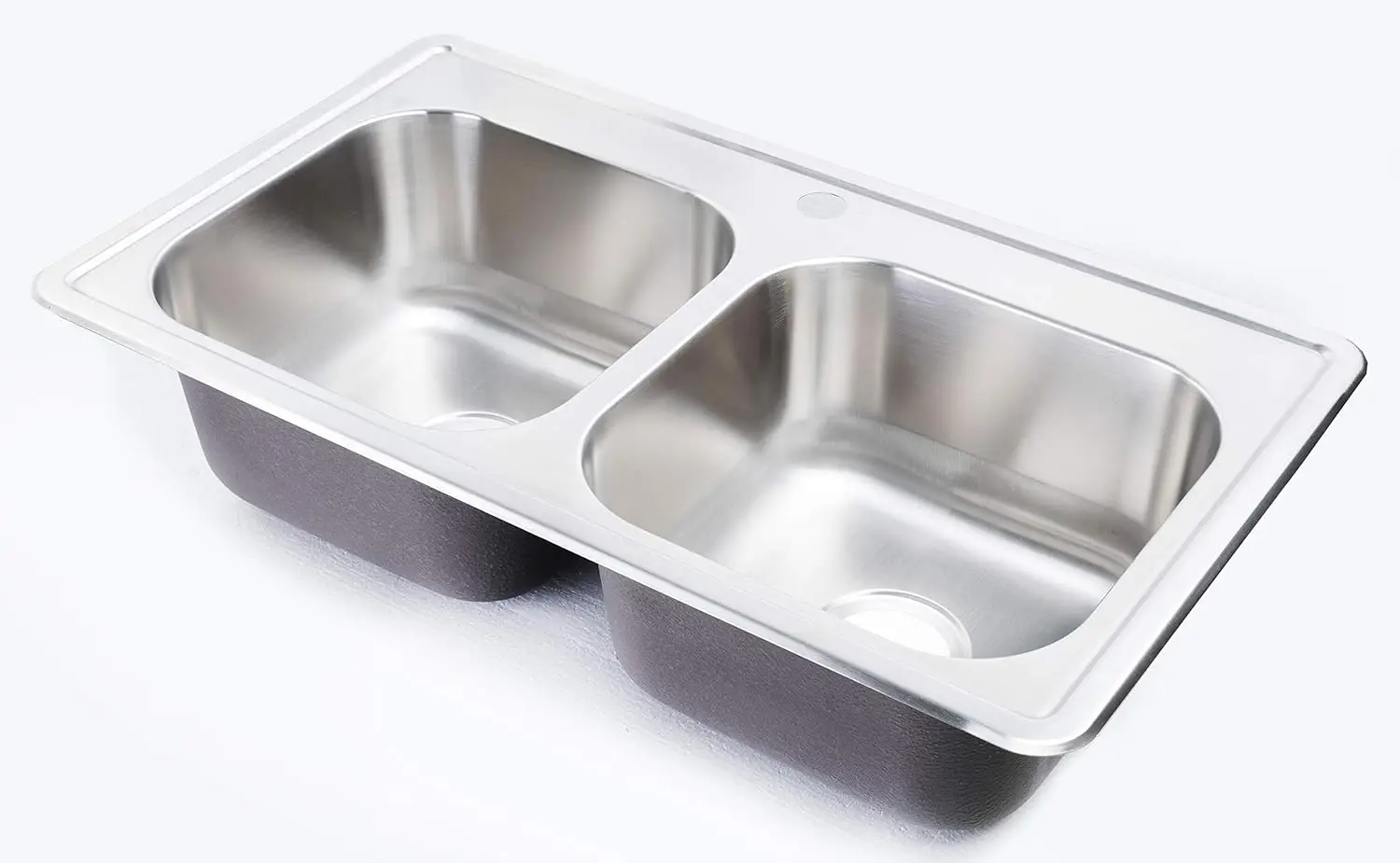 33x19 Kitchen Sink Drop in For Mobile Homes Stainless Steel Deep Double Bowl Sound Pads and Thermal Insulation Coating 2