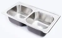 33x19 Kitchen Sink Drop in For Mobile Homes Stainless Steel Deep Double Bowl Sound Pads and Thermal Insulation Coating 2
