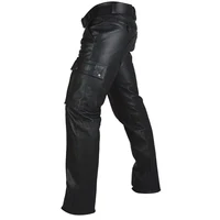 Wear Trouser Pants Men's Slim Fit Pencil Pants in Solid Color PU Leather Perfect for Punk and Motorcycle Style 2