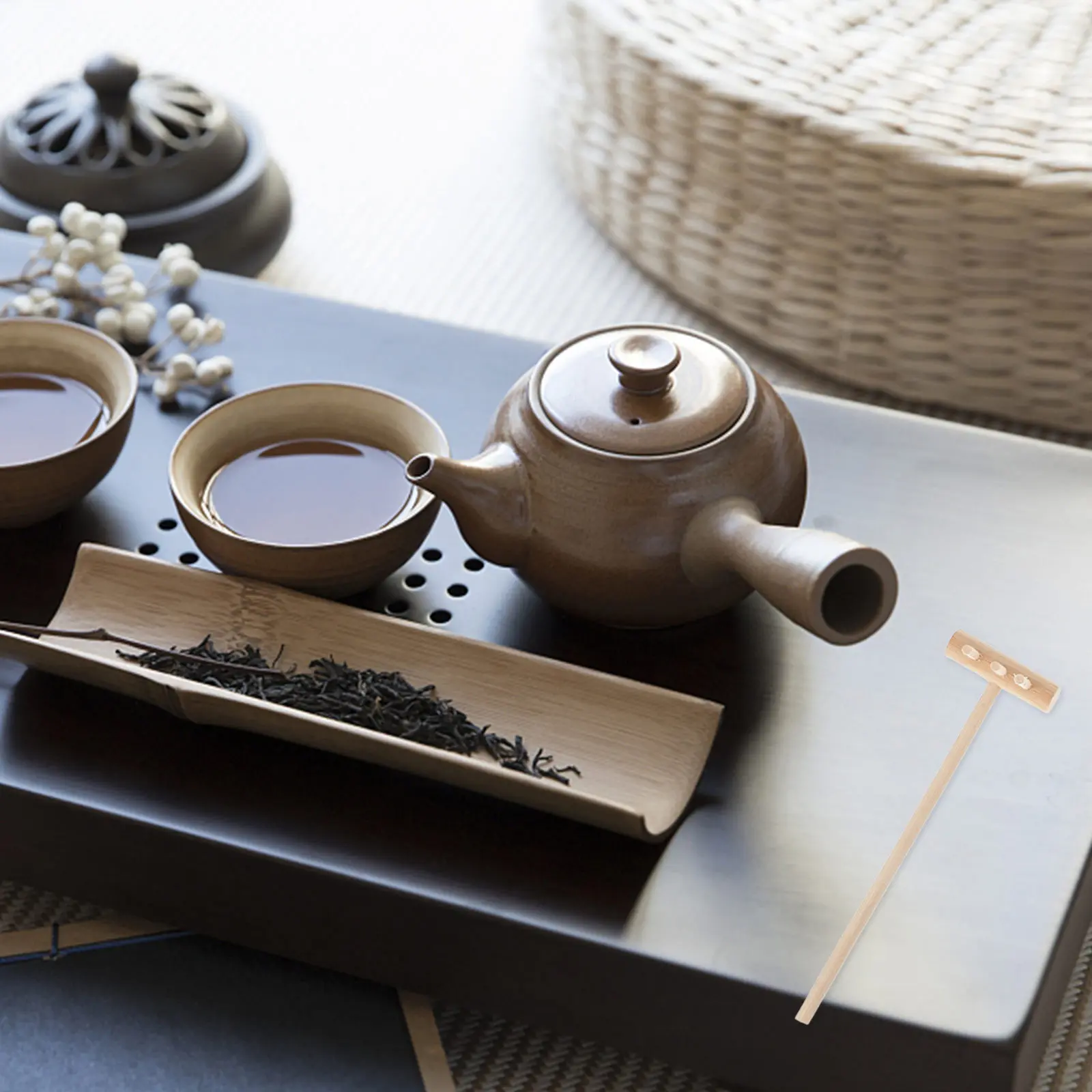 8개 미니 대나무 젠 가든 레이크 전통 4갈래 데스크탑 모래 트레이 액세서리 명..