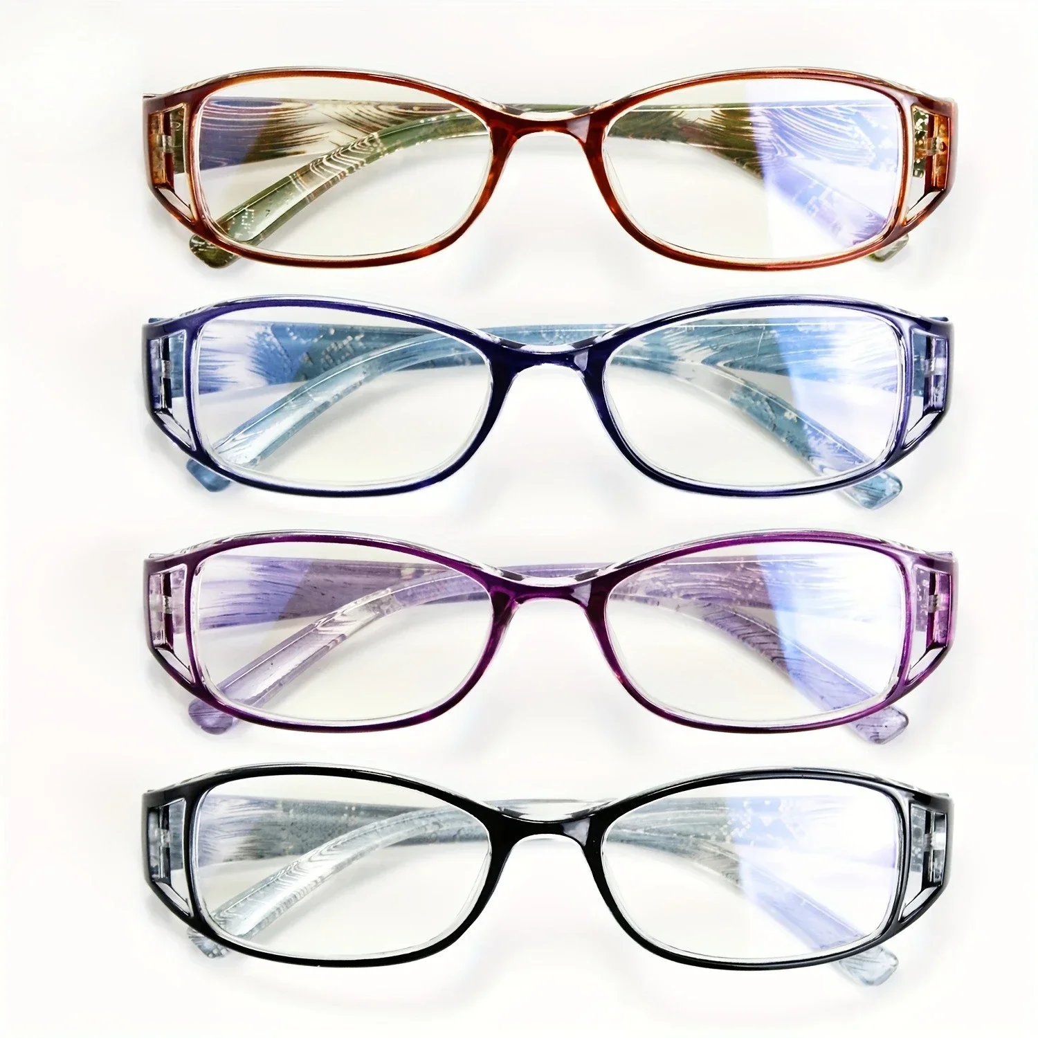 1/4 Stück rechteckige Lesebrille mit einzigartigem Muster, modisch und elegant, für Presbyopie, für Damen und Herren