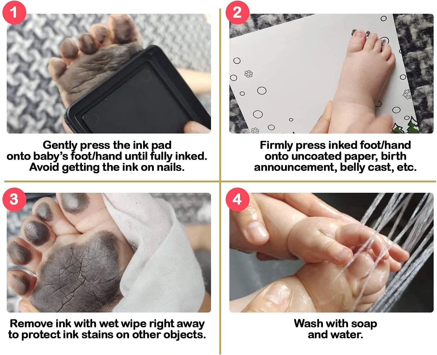 Newborn Baby DIY Hand And Footprint Kit Ink Pads Photo Frame Handprint Toddlers Souvenir Accessories Safe Clean Baby Shower Gift ink pads,hand and footprint kit