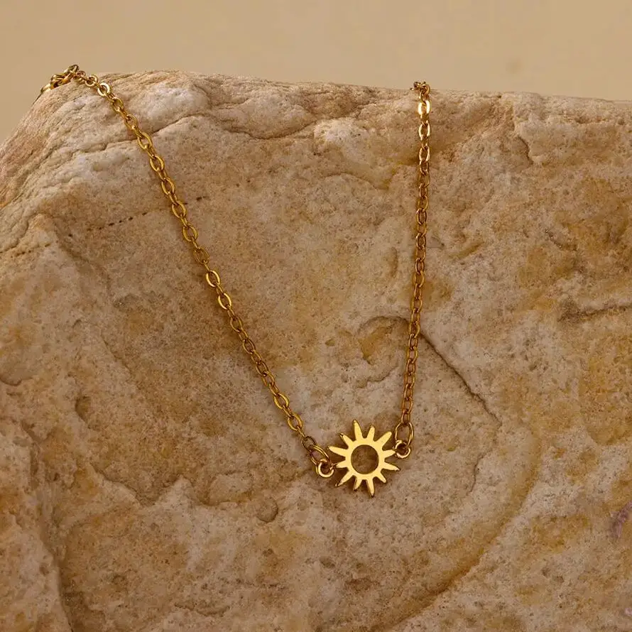 Necklace Stainless Steel Gold Black Color Aesthetic Pendant Jewelry Accessories