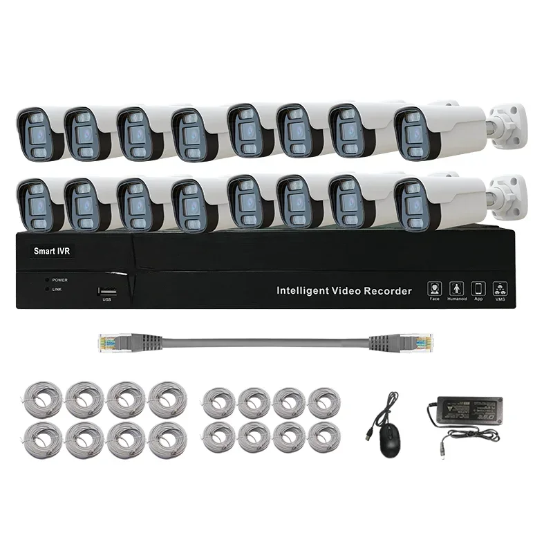 8채널 8MP IP 카메라 모니터링 시스템 POE NVR 키트 보안 네트워크 카메라 내장 마이크