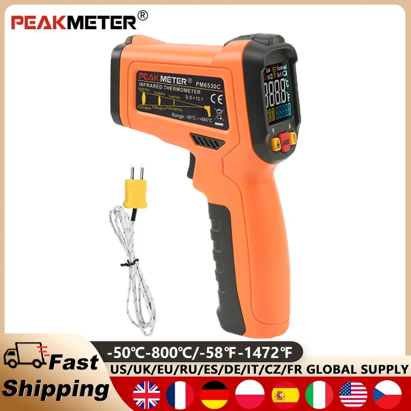 

PEAKMETER Infrared Thermometer Digital Non-contact Pyrometer LCD Handheld IR Thermometer Laser Pyrometer Digital Thermometers