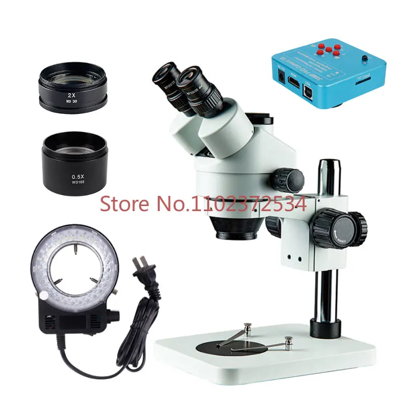 

KUAIQU 3.5X-90X Factory Cheap Price Stereo Trinocular Microscope Repair With Digital Camera HD-MI 38MP 1080P LED Ring Light