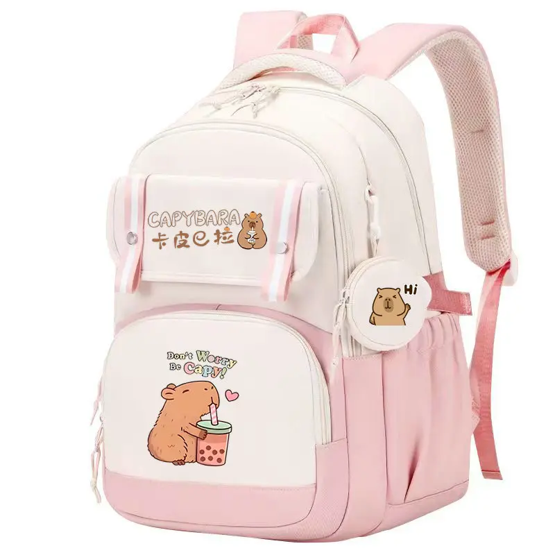 Cute Large Capacity Capybara Backpack Cartoon Breathable Student Schoolbag Nylon Ultra-light Book Bag Back to school Women Girl