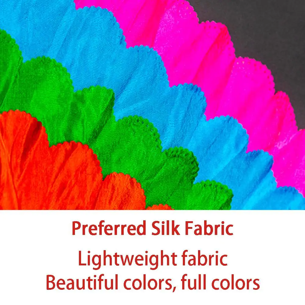 Silk Fans 1PC 150cm Length Floating Head Double Side Satin Fan Dancer Practice Long Imitation Props