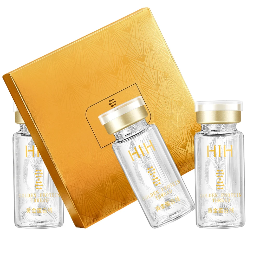 Face Lift Protein Thread Collagen Serum Absorbable Line Firming Skin Moisturizing Brightening Lifting Facial 160Pcs 8 vials 24k gold face serum absorbable active collagen silk thread facial essence anti aging firming moisturizing hyaluronic skin care