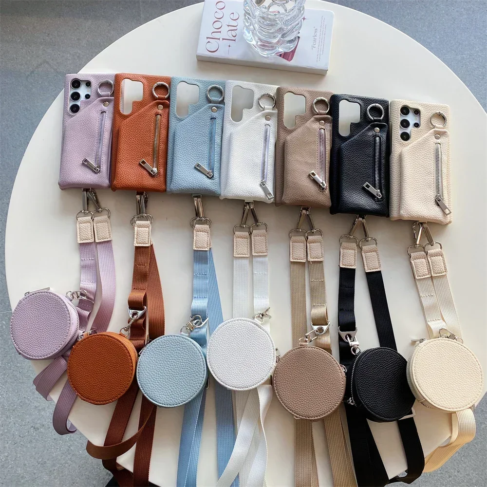 Leather Wallet Coin Purse Crossbody Phone Case with Card Pocket
