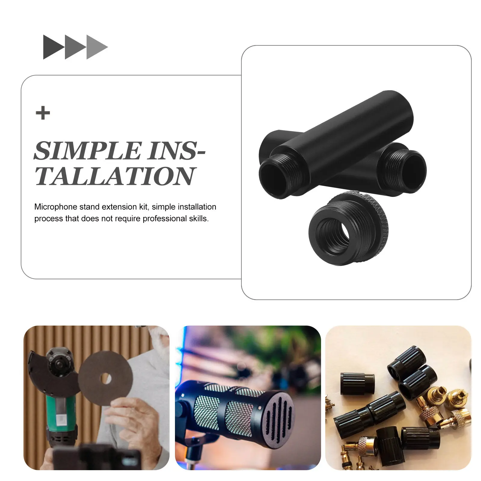 1 세트 마이크 스탠드 확장 키트 금속 마이크 붐 암 연장 라이브 스트리밍 녹음 노래 팟캐스트 스탠드 어댑터