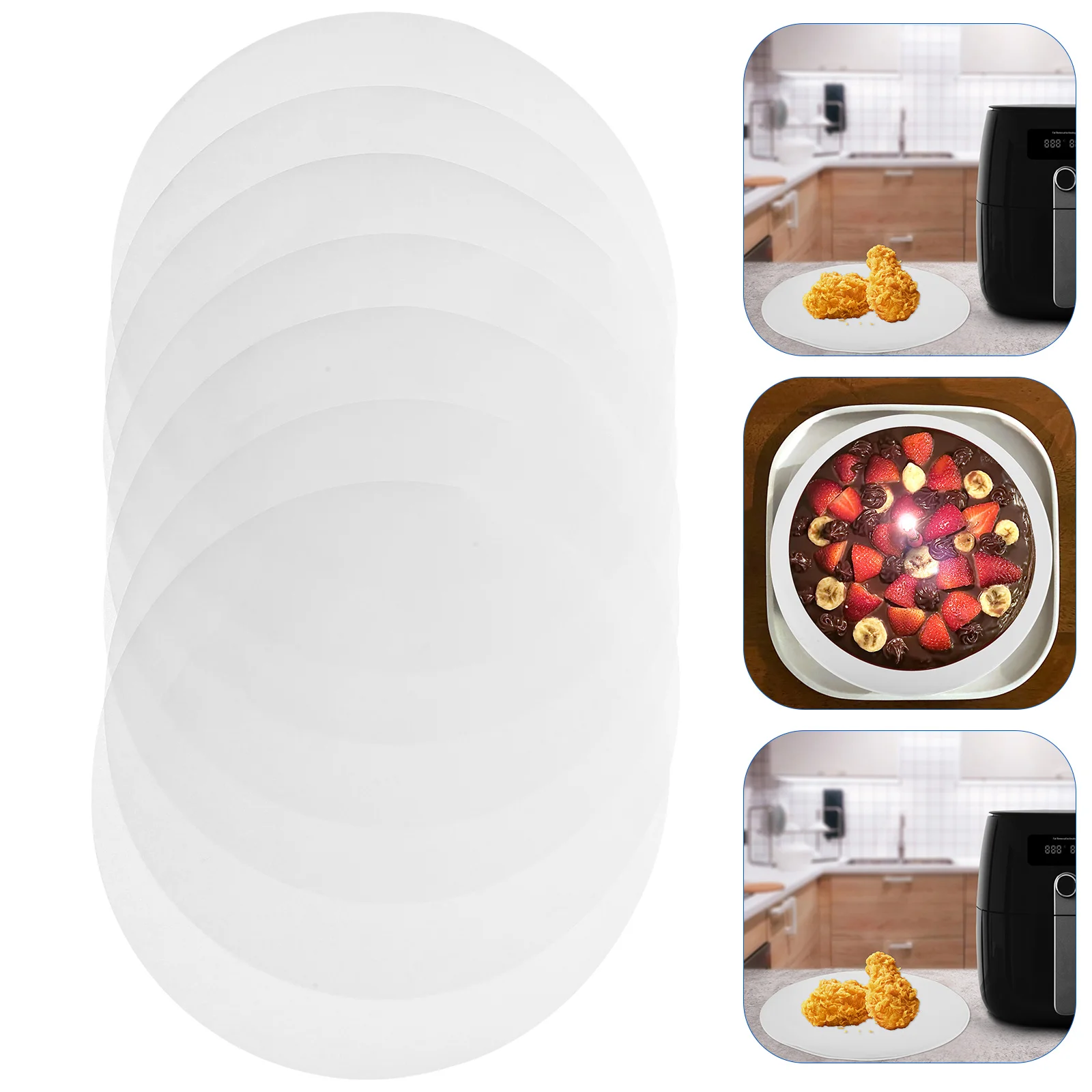 

100 Sheets Kitchen Parchment Paper Round Bakery Paper Pre-cut Grill Pan Paper for Baking Cooking Grilling