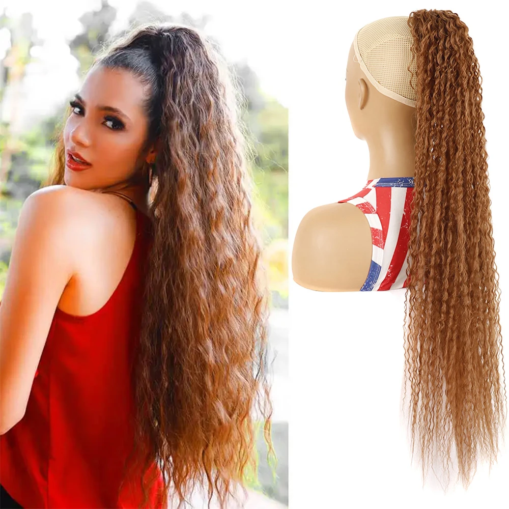 

30Inch Synthetic Hair Fiber Long Wavy Hair Ponytail Extensions Fake Hair Chip-In Ombre Heat Resistant Curly Pony Tail LIHUI