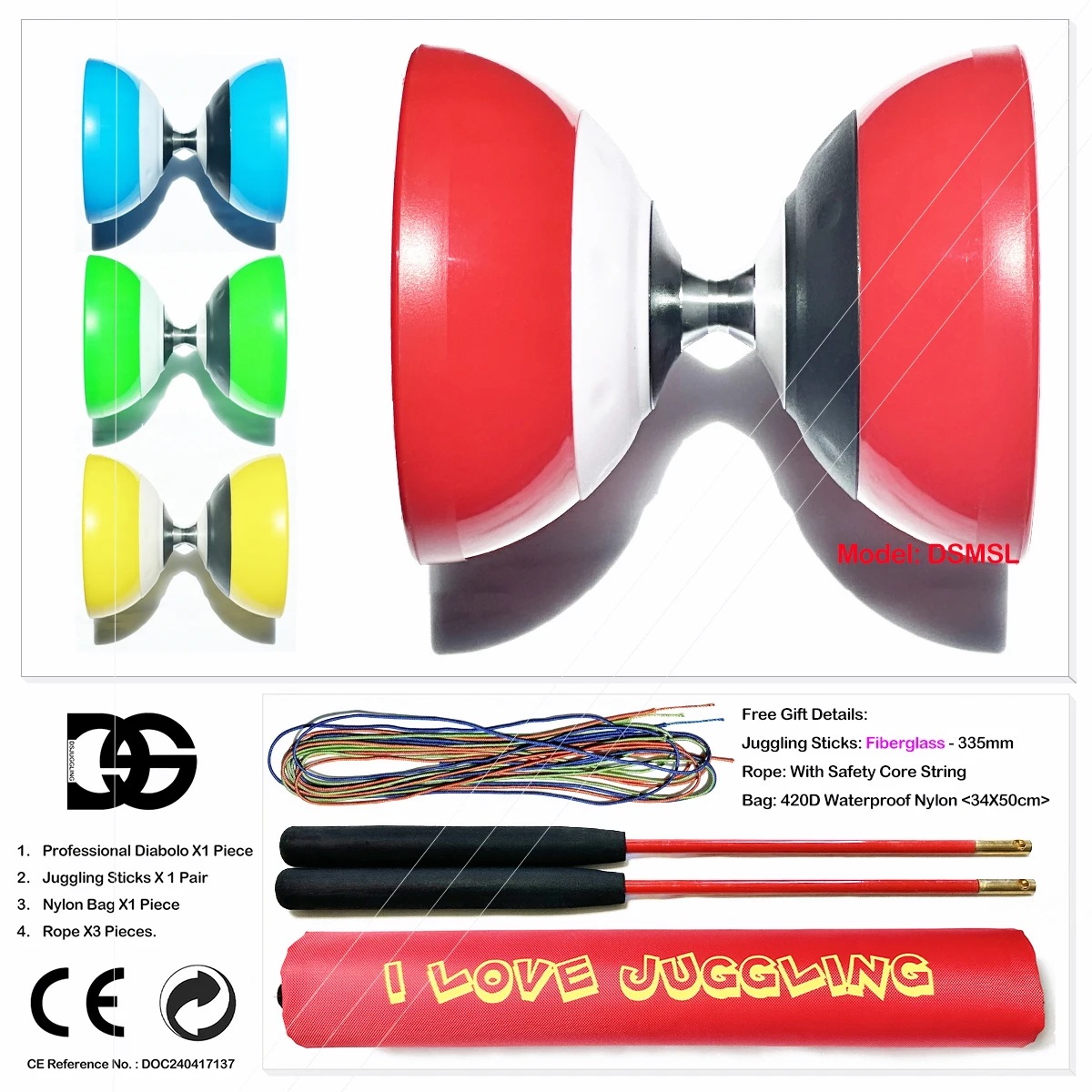 Tri Bearings Professional Diabolo Chinese Folk Traditional Toys Yo-yo Magic Juggling Fitness Kongzhu Kit