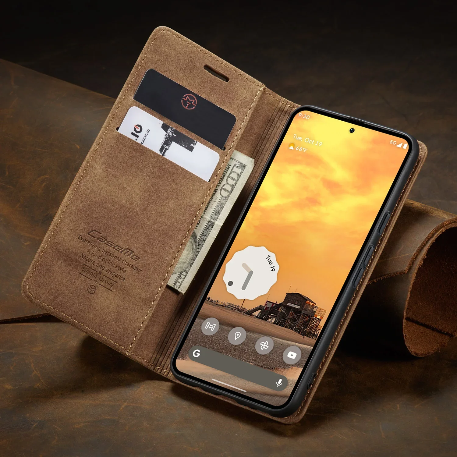 Magnetic Leather Wallet Case with Stand & Pocket