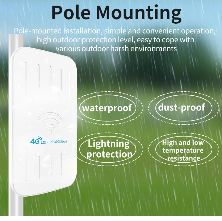 Poe Impermeável ao ar Livre 4g Lte Router Roteador sem Fio Cpe Wifi Adaptador 24v para Câmera ip Alta 300mbps - Imagem 3