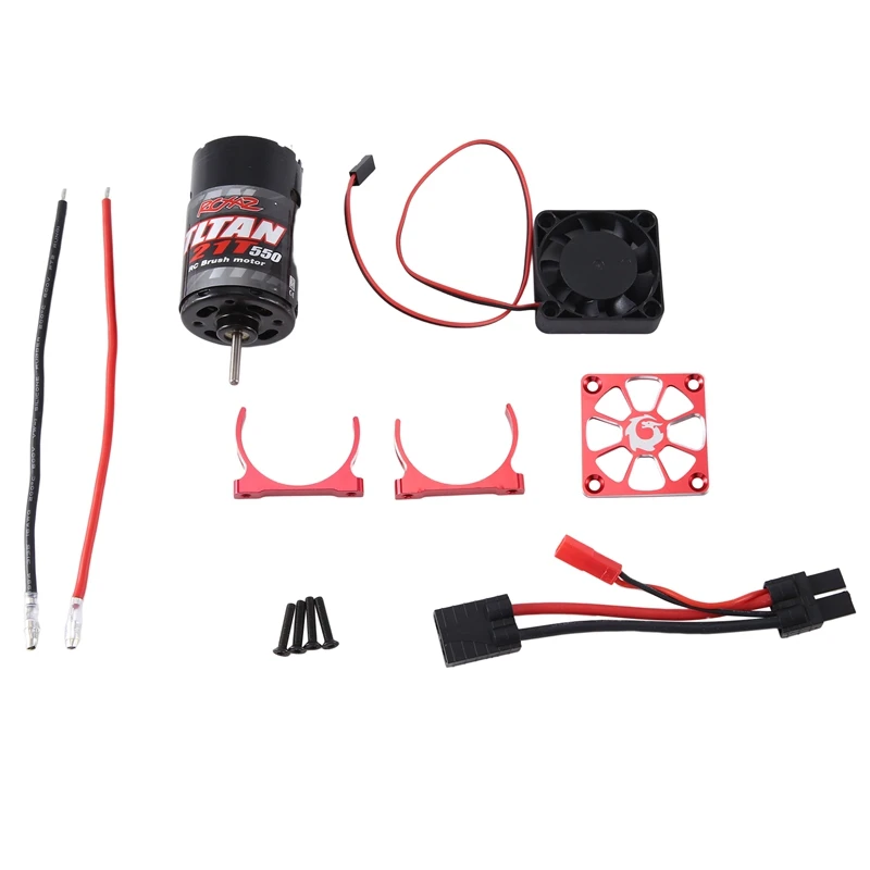 

RCXAZ 550 21T щеточный двигатель и охлаждающий вентилятор, как показано, RC аксессуары для TRAXXAS TRX4 Axial SCX10 1/10 RC Гусеничный автомобиль