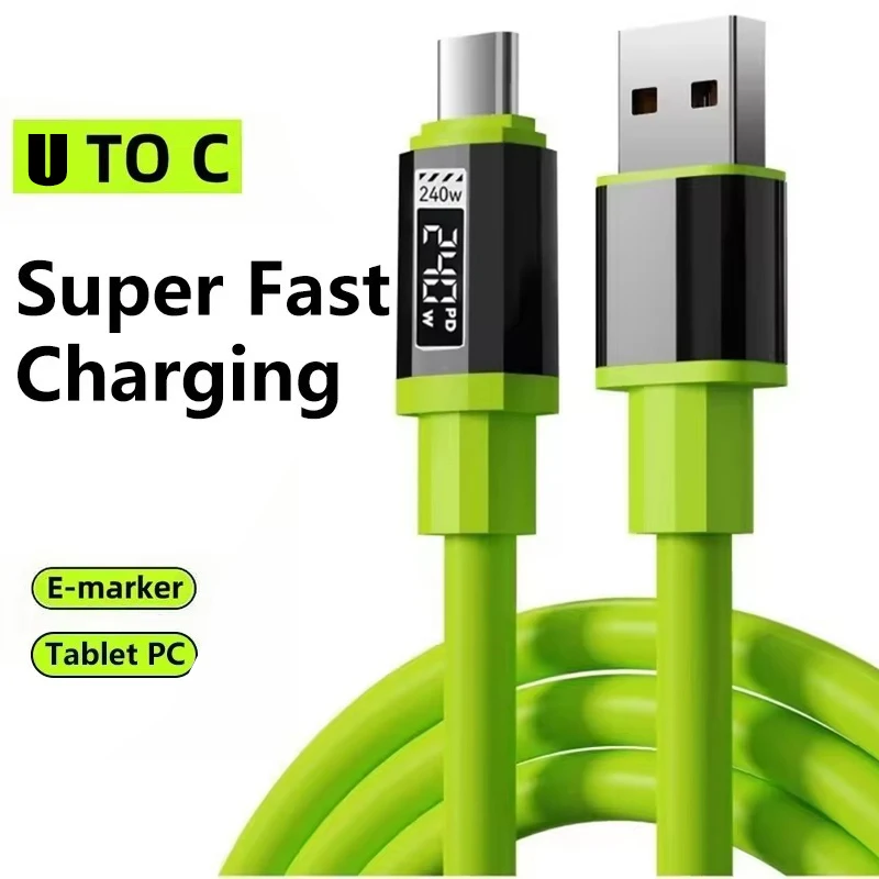 ตัวเลือกสินค้า สายชาร์จซิลิโคนไร้สาย 240W ชาร์จเร็ว 10A สำหรับ iPhone Samsung Xiaomi