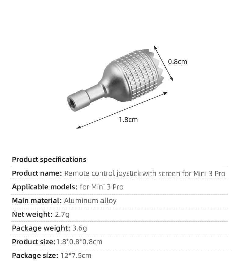 Rocker Joystick for DJI Mini 3 PRO Drone, 1.8*0.8*0.8cm Package size: 12*7.Scm alloy