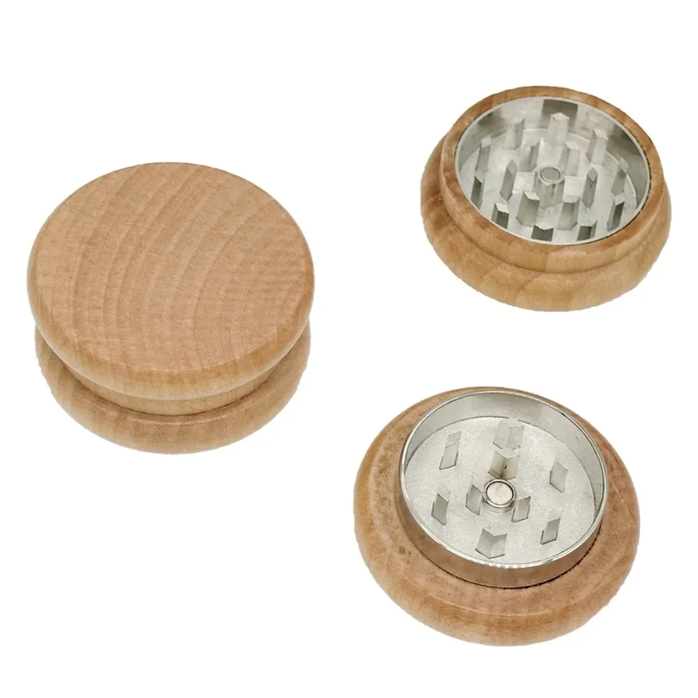 53mm Wood Grain Shaped Herb Grinder 2-layer Metal Caliper Herb Grinder